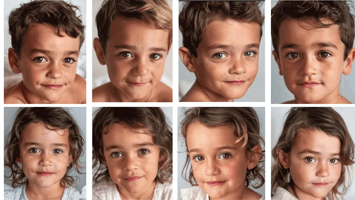 OurBabyAI image prediction for Katy Perry and Orlando Bloom's kid - no makeup or beard