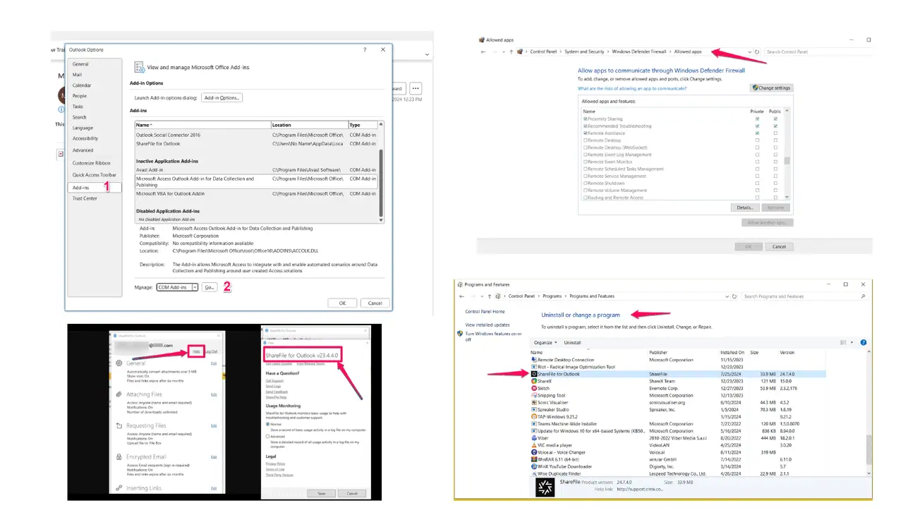 ShareFile для Outlook вызвал исключение