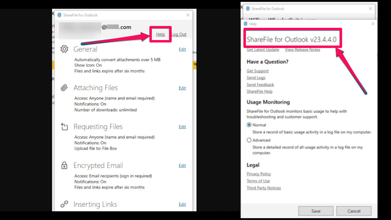 Finding ShareFile version data