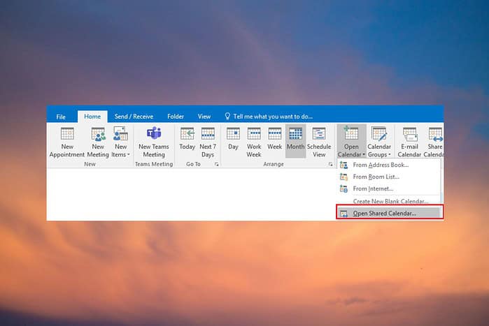 outlook shared calendar not showing