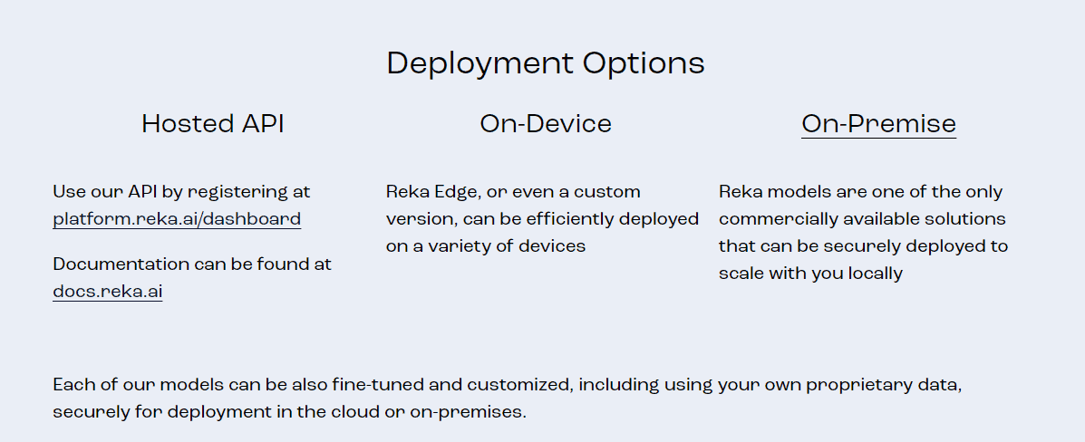 Reka AI Deployment Options