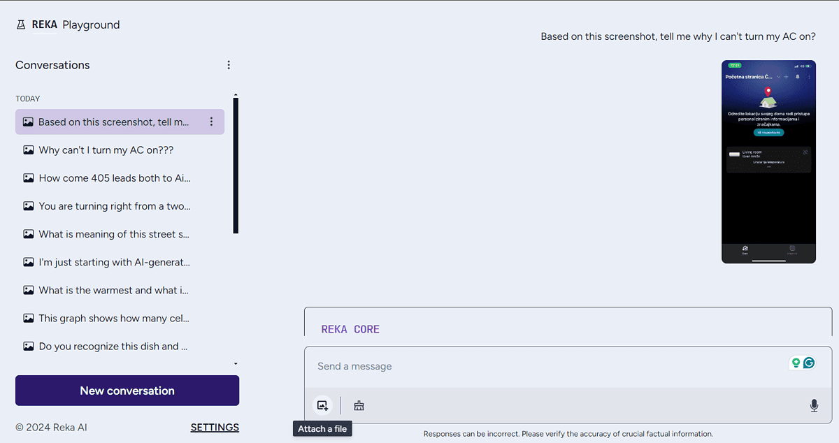 Reka AI Screenshot Analysis