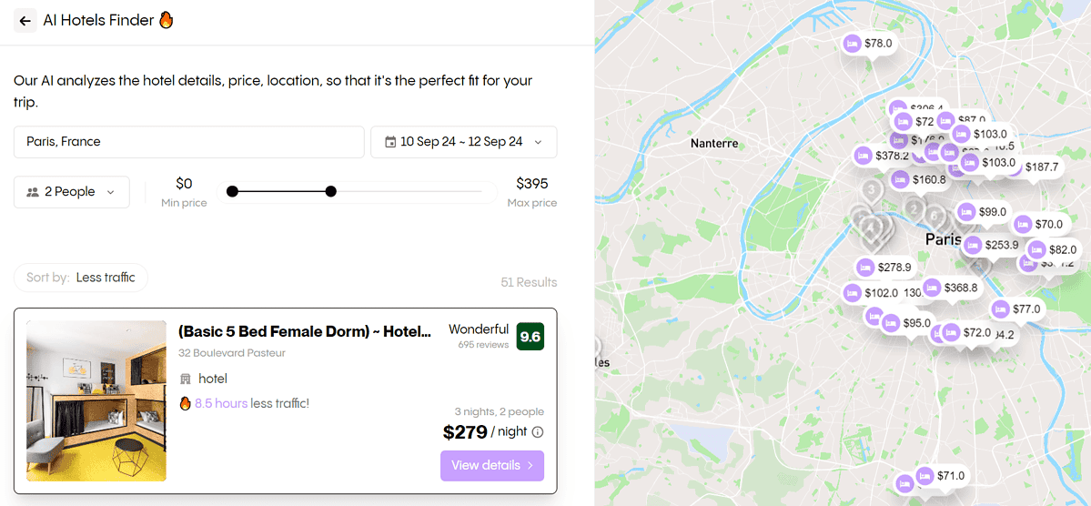 Trip Planner AI hotels finder