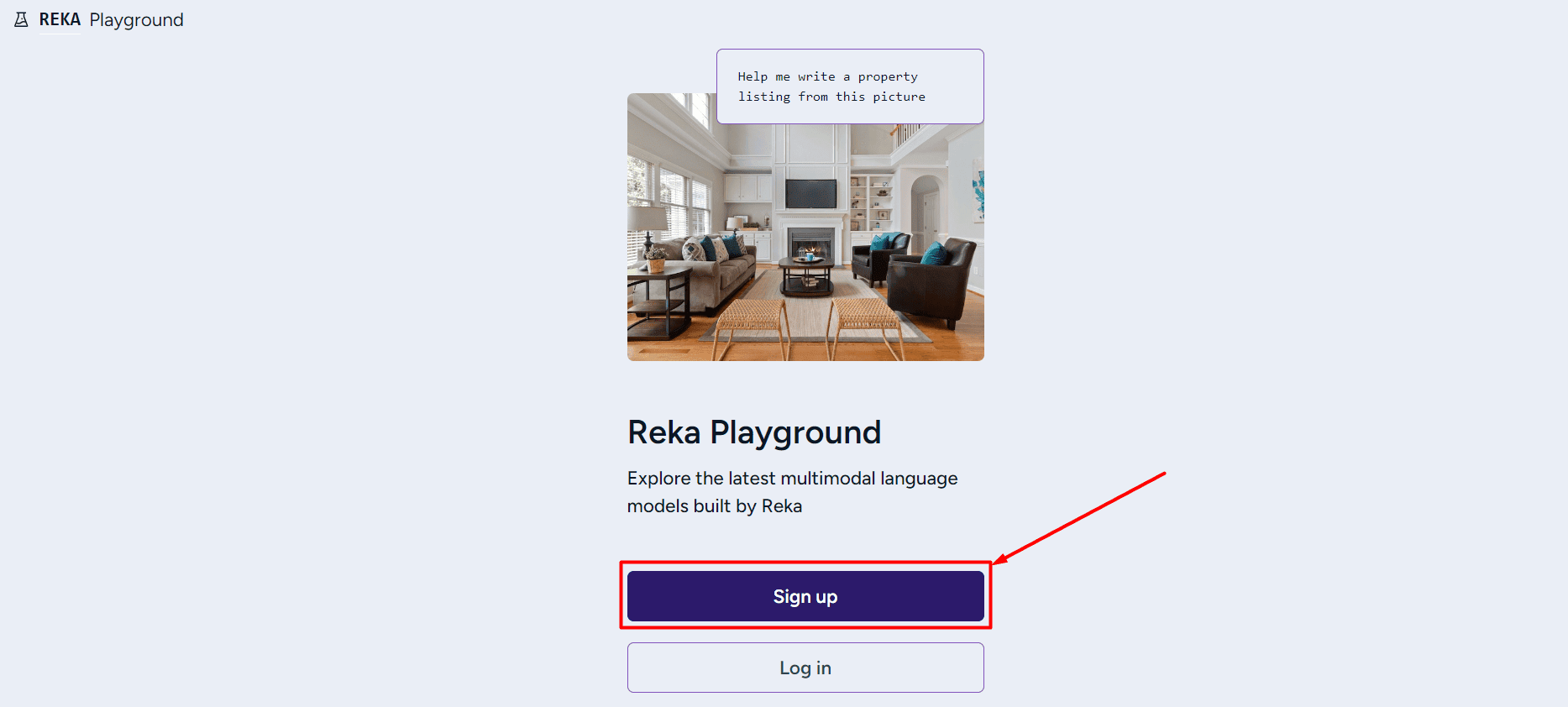 Tutorial Reka AI Sign up button