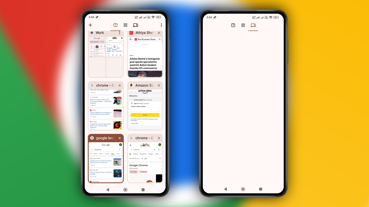 Chrome Android, cross-device tab pane