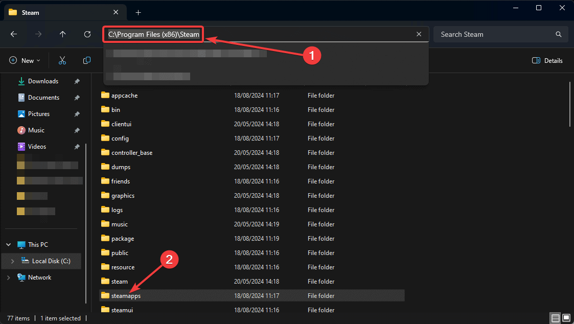 steam folder