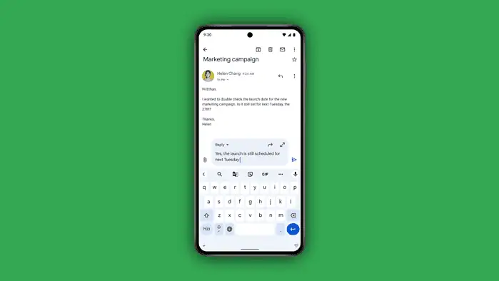 Quick reply on Gmail app