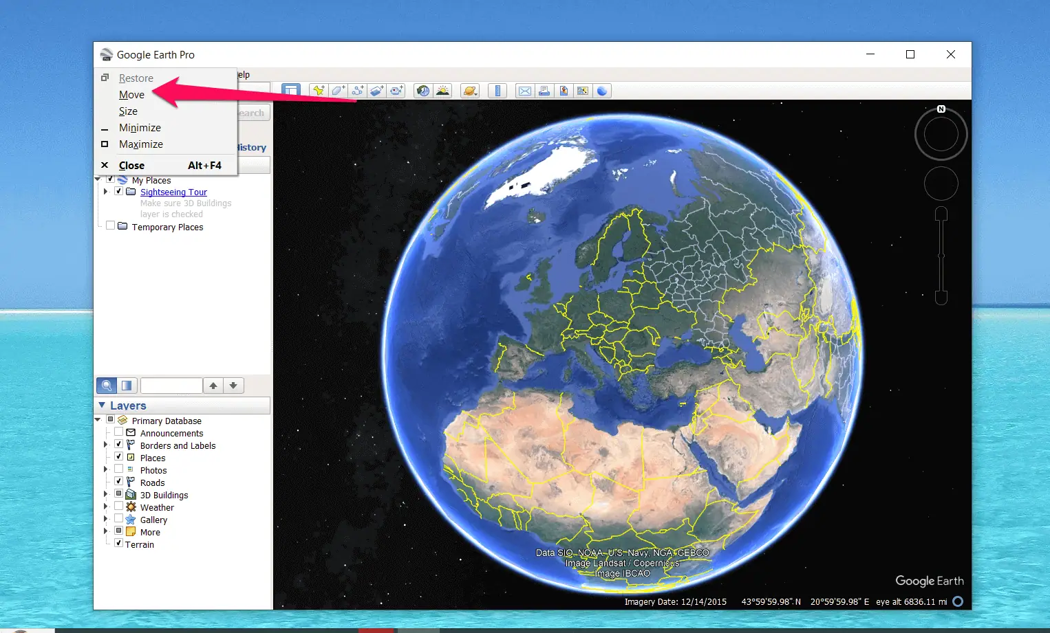 Google Earth context menu