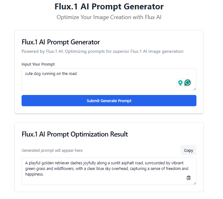 Flux AI prompt generator with prompt