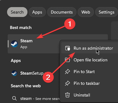 run steam as administrator
