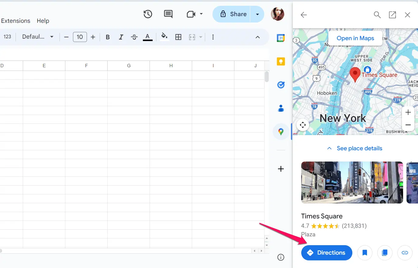 Using Google Maps directions from Google Sheets