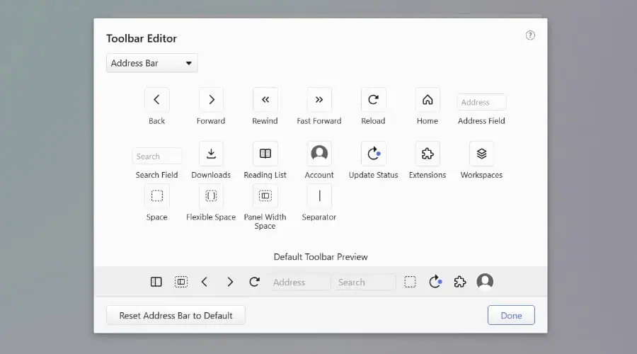 Vivaldi Toolbar Editor