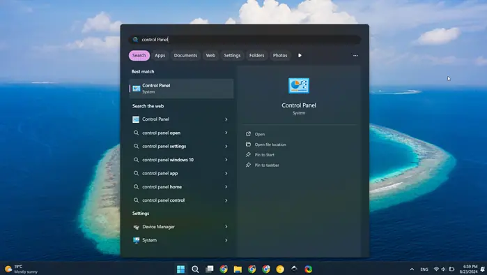 Control Panel, Windows 11