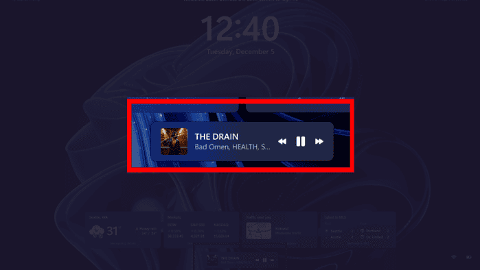 Windows 11, media controls on lock screen