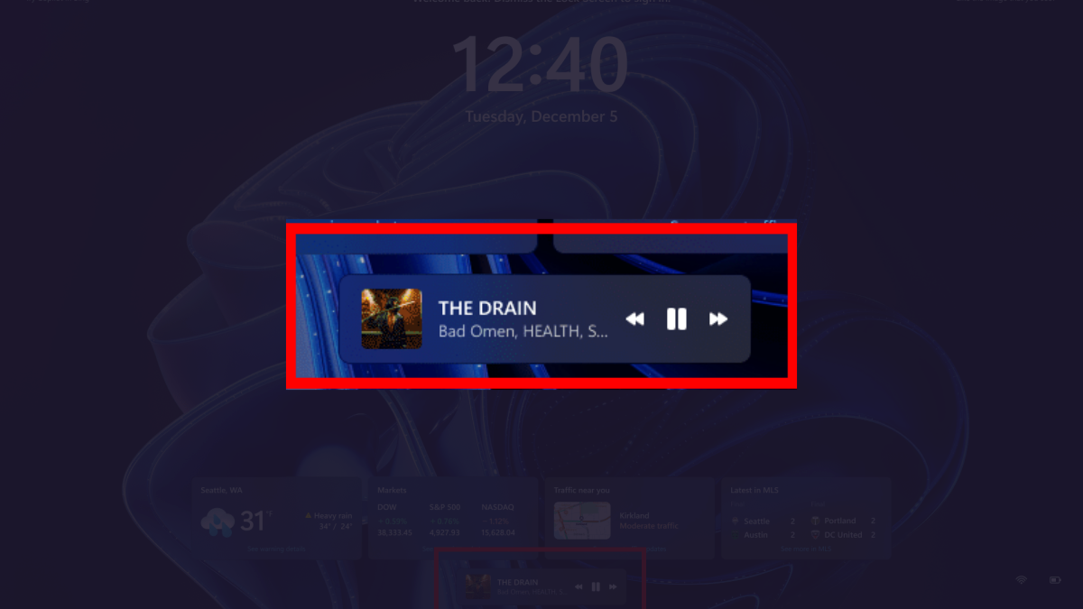Windows 11, media controls on lock screen