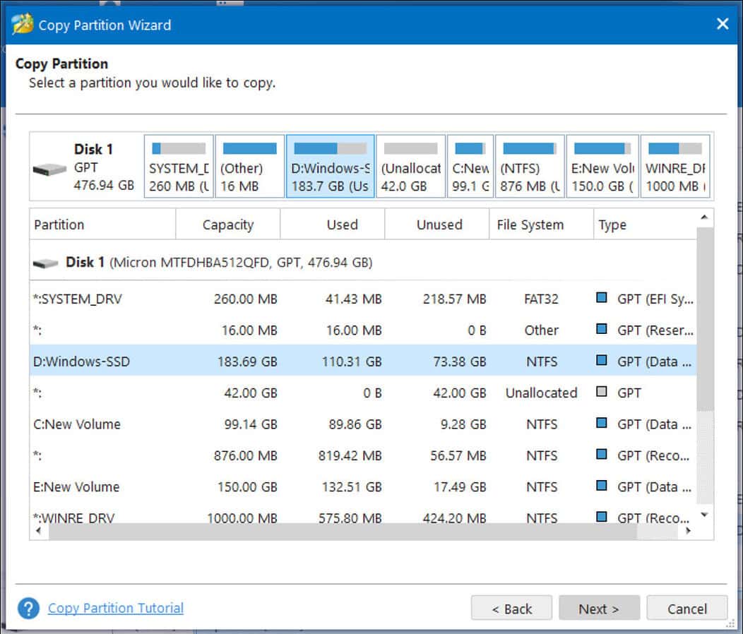 Copy Function MiniTool Partition Wizard