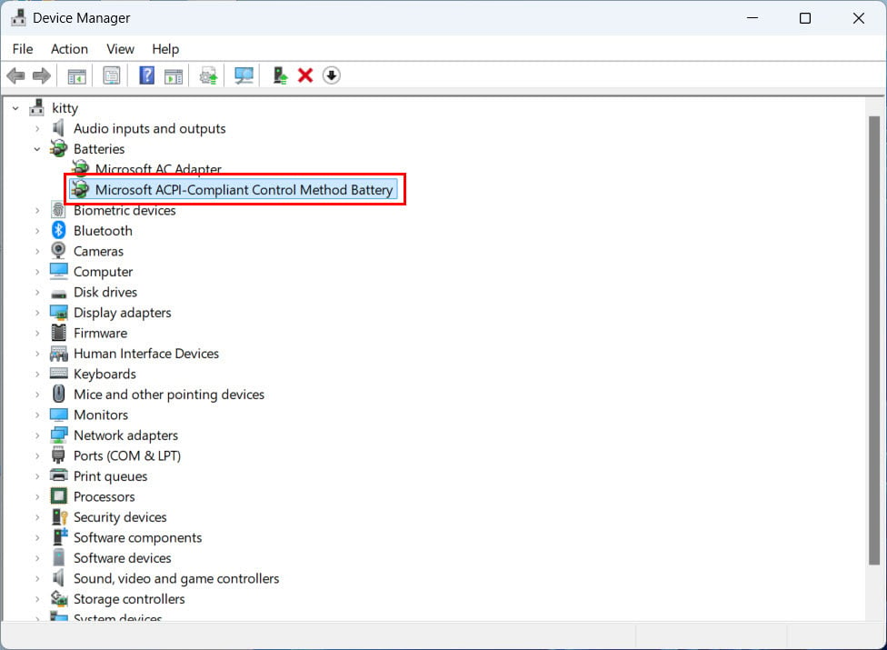 Microsoft ACPI-Compliant Control Method Battery update