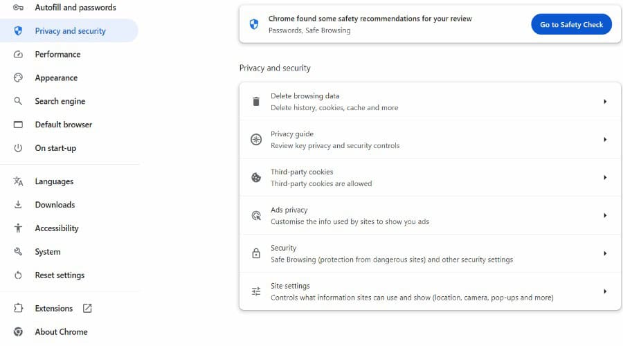 Chrome Privacy & Security