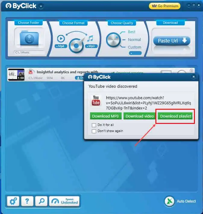 download playlist byclick