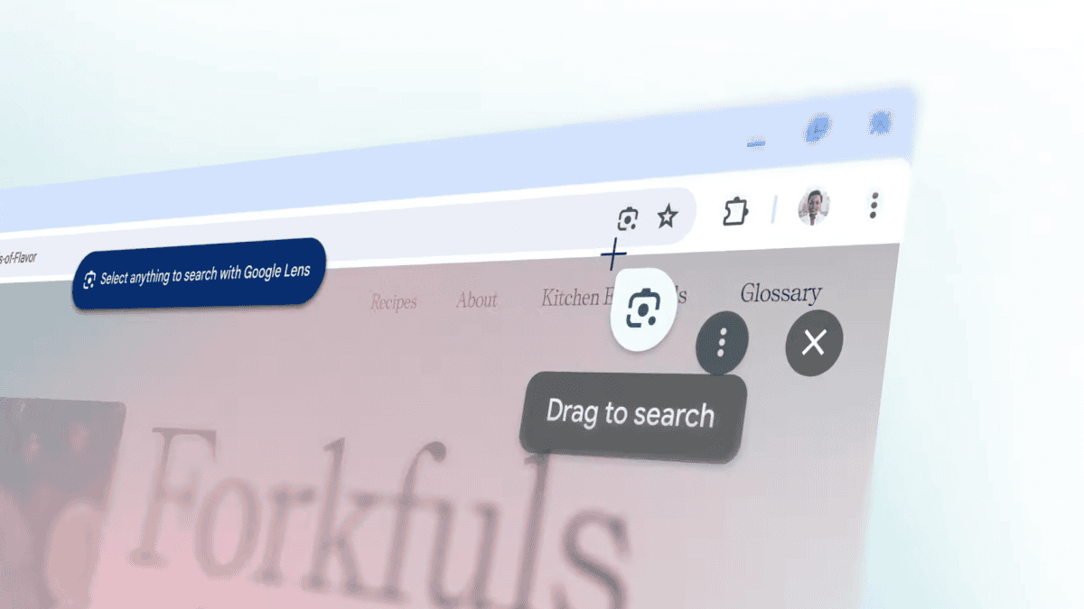 Google Lens in Chrome, drag to search