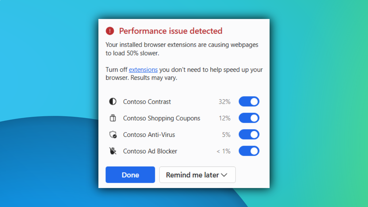 Extension performance detector on Edge