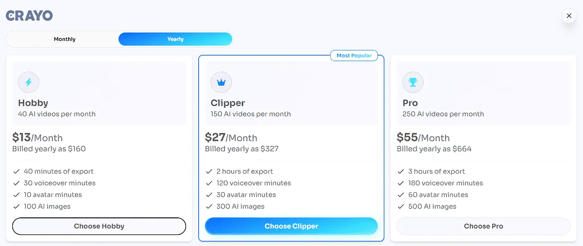 Crayo AI Pricing