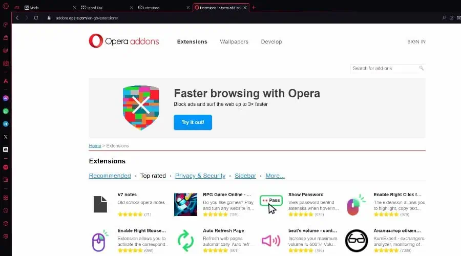 Opera GX Addons