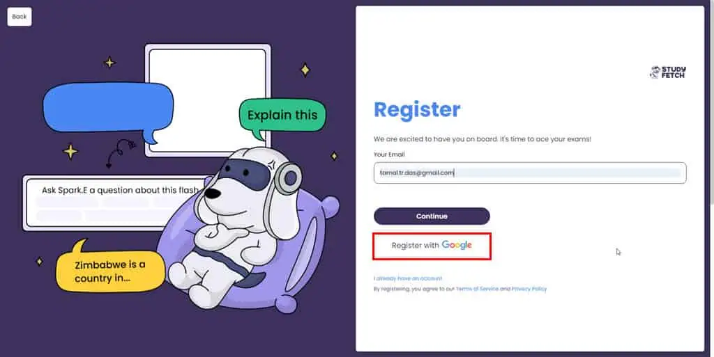 register with google