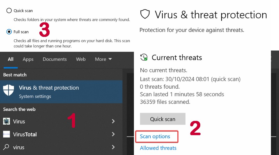 Laptop camera not working - perform malware scan