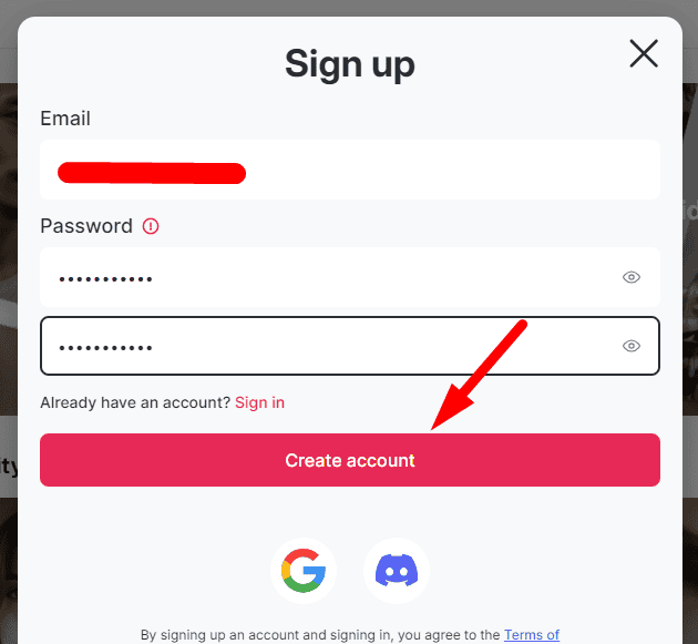 Create account