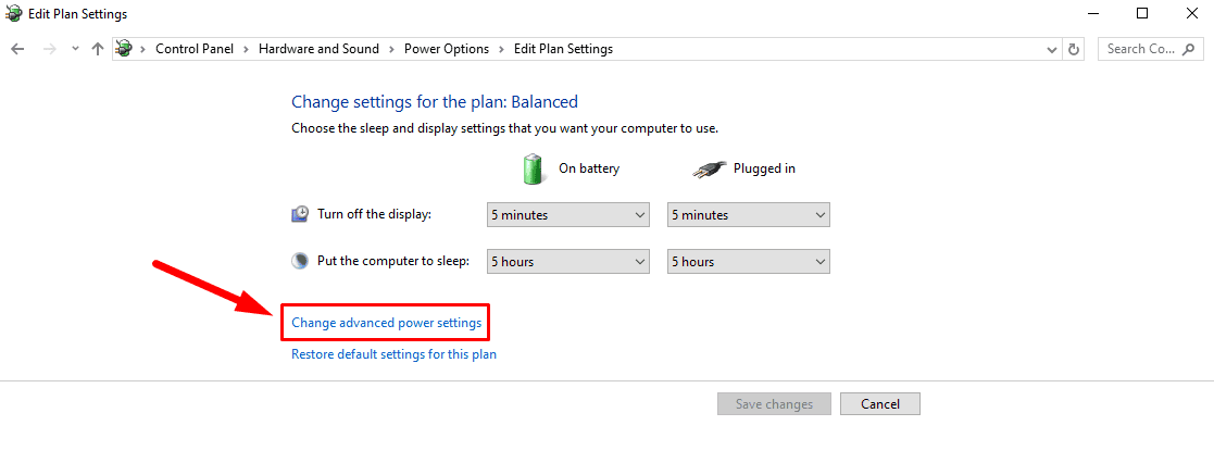 Change Advanced Power Settings