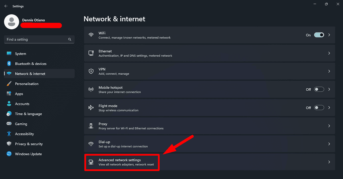 Advanced network settings