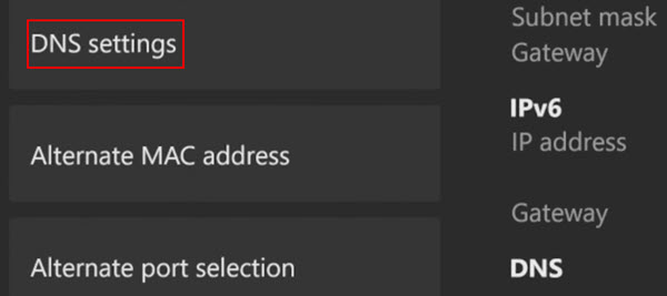 DNS settings xbox