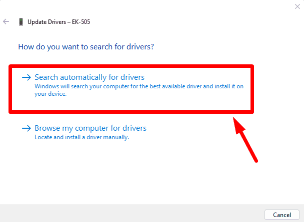 Search automatically for drivers