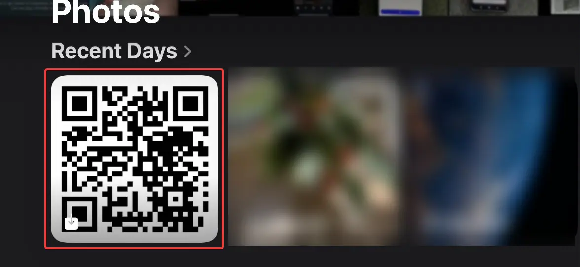 QR code downloaded in Photos iOS