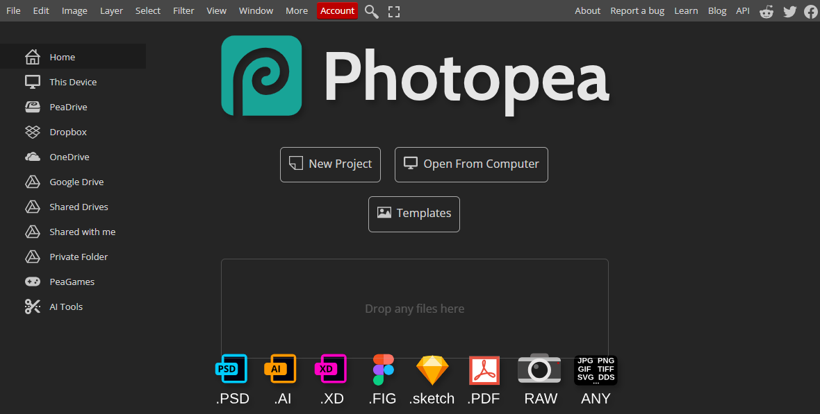 Open the browser and start using Photopea