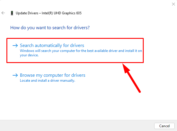 Search automatically for drivers