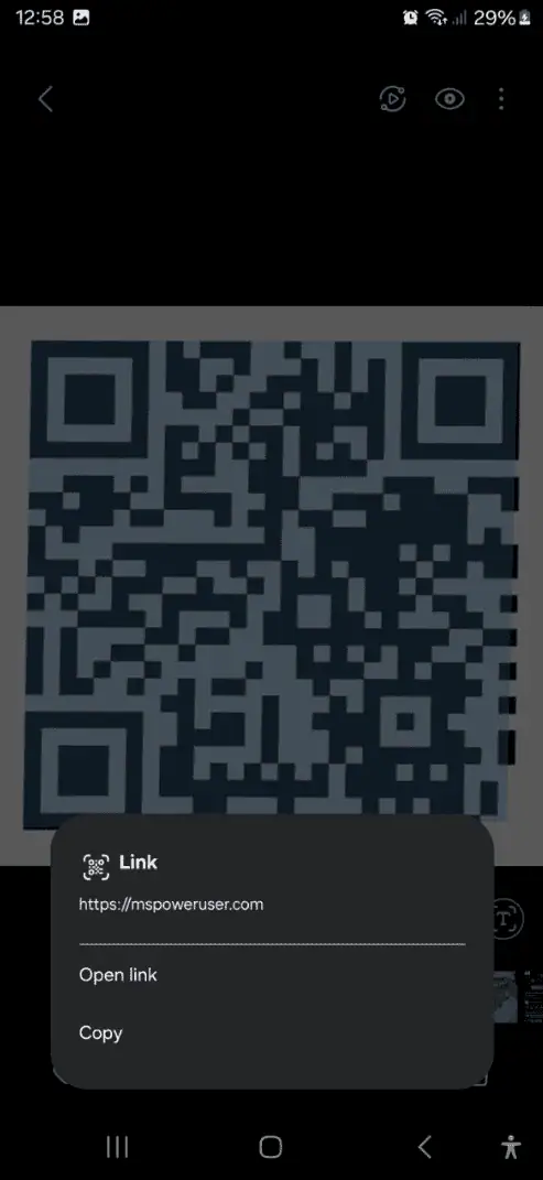 QR code menu Android