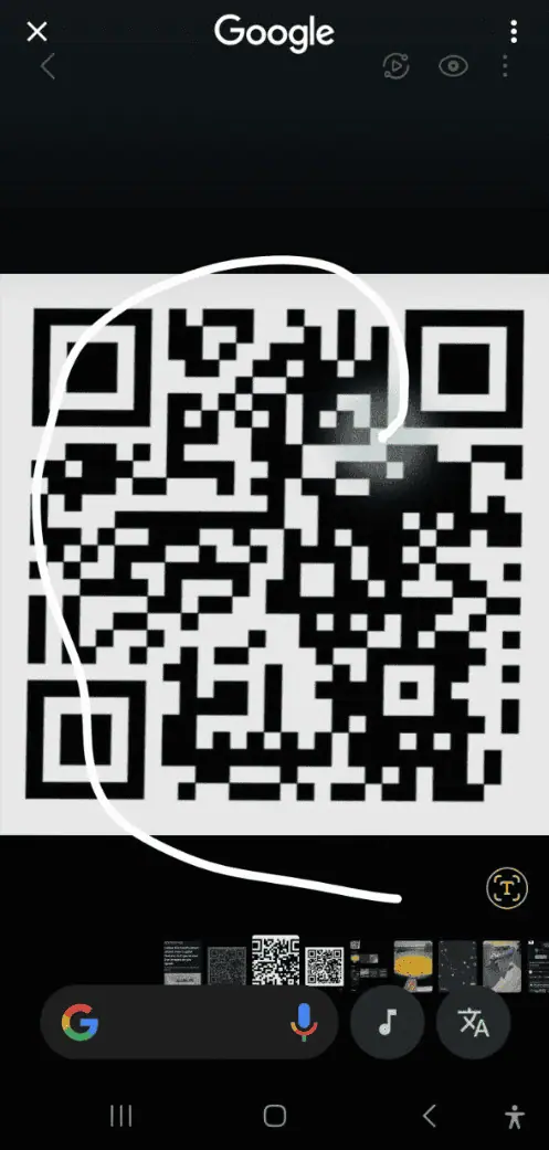 Using Google Lens to scan QR code