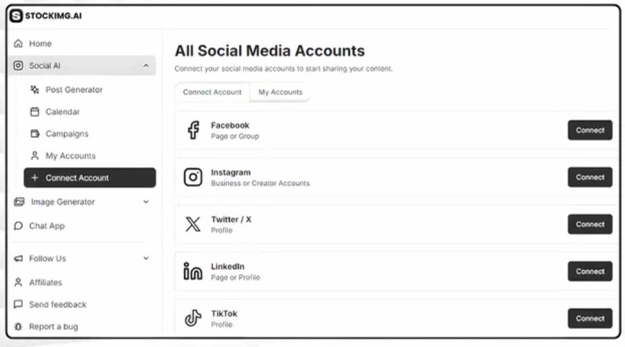 social media accounts integration