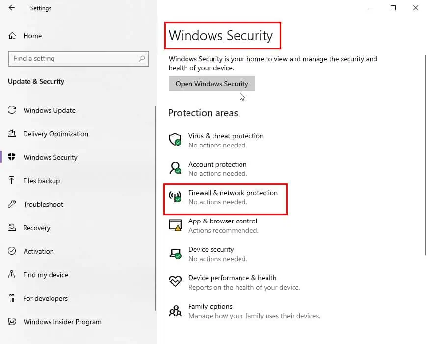 firewall settings