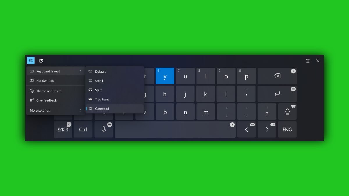 gamepad keyboard layout windows 11