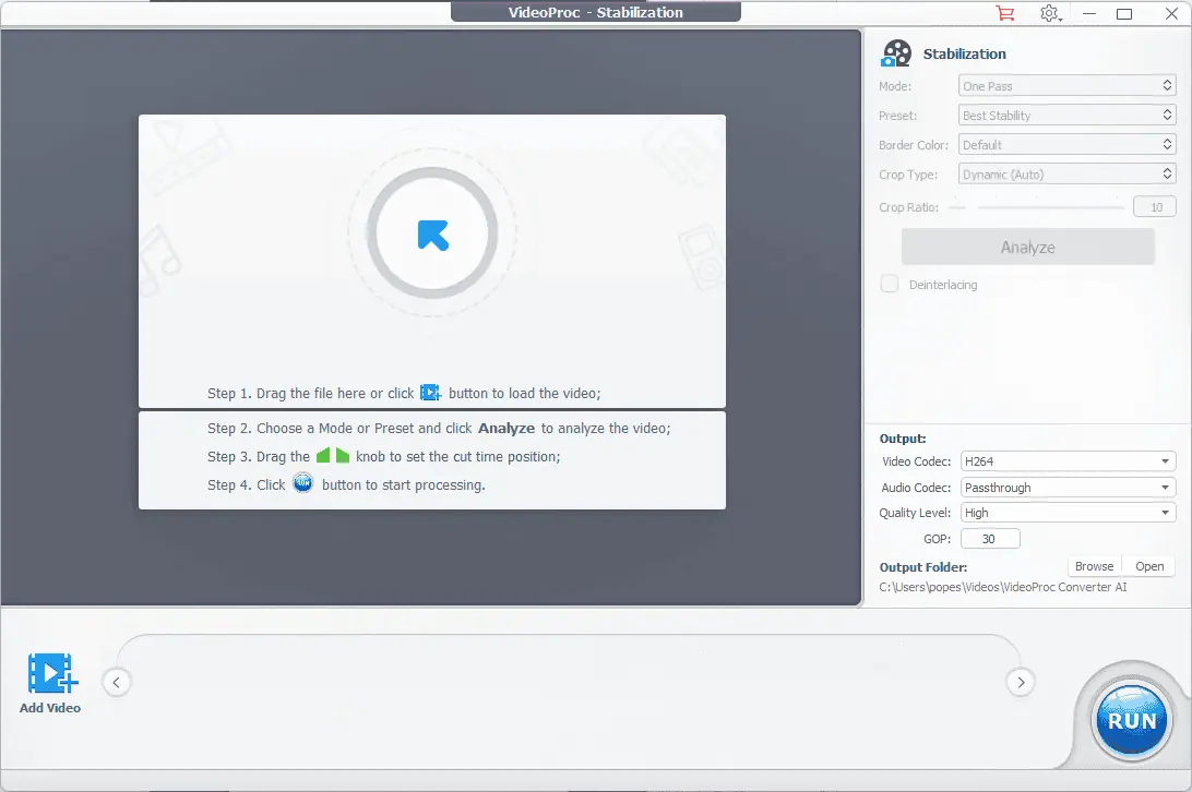 VideoProc Converter AI Stabilization