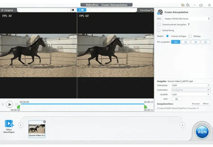 VideoProc Converter AI frame interpolation results