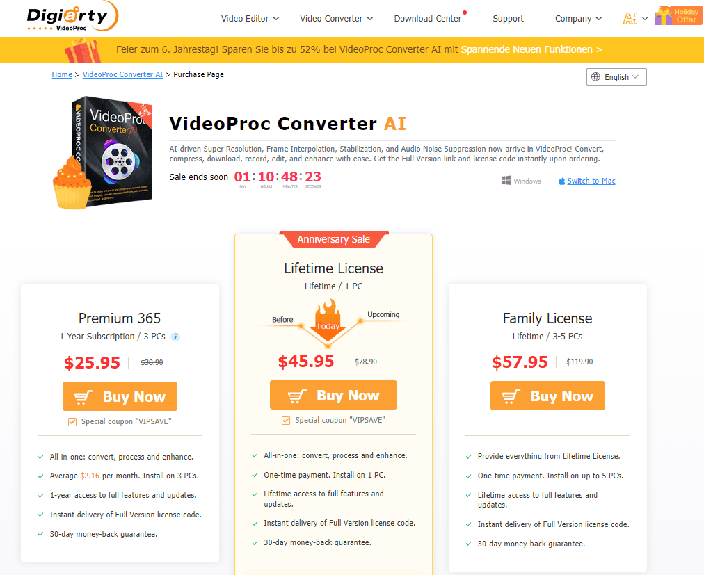 VideoProc Converter AI Pricing