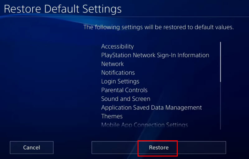 restore button