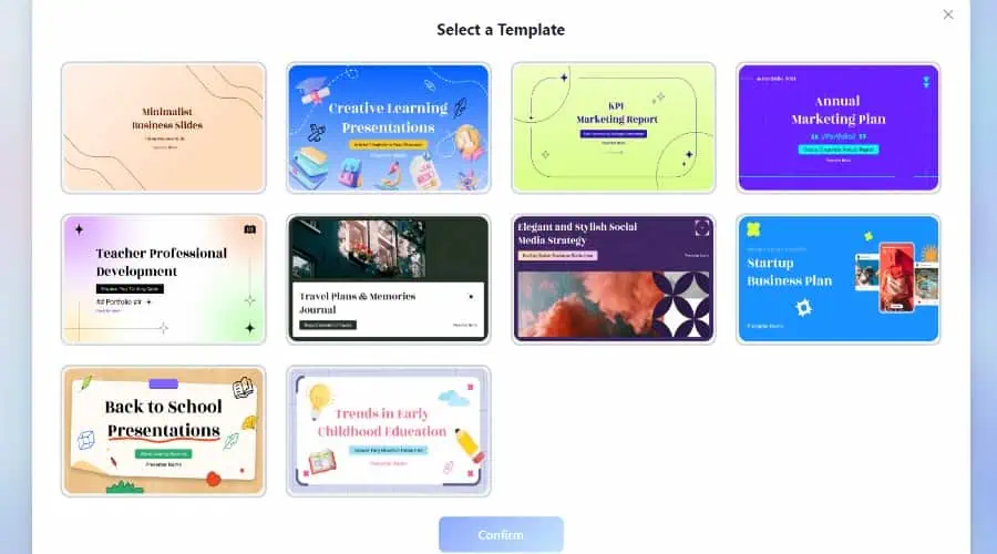 Tenorshare AI Slides templates