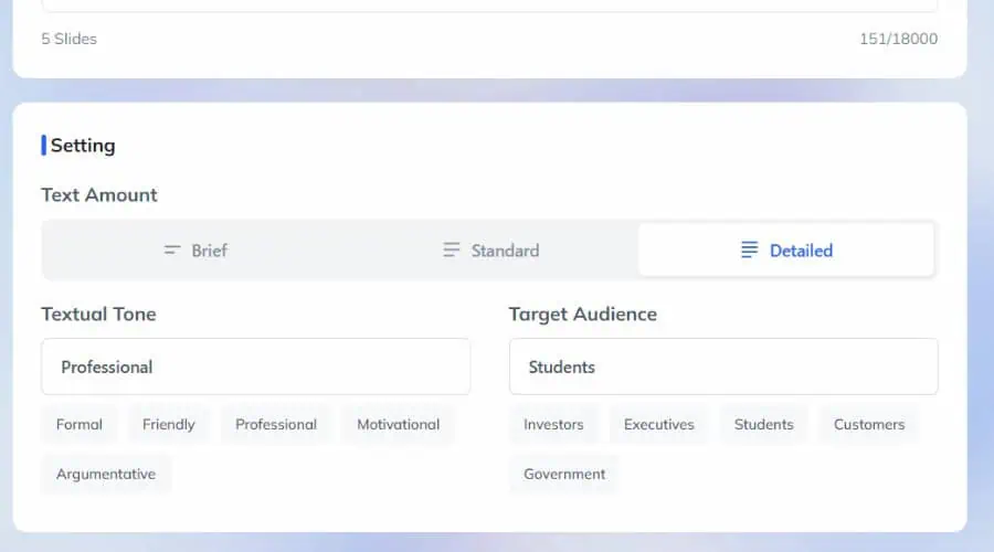 Tone, audience, and settings