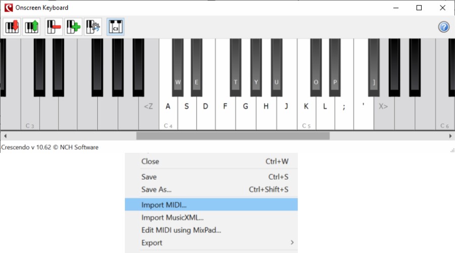 MIDI and virtual piano