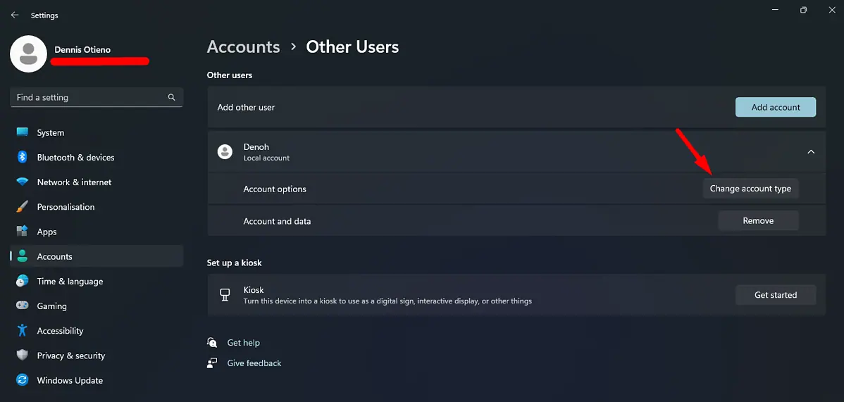 Change account type